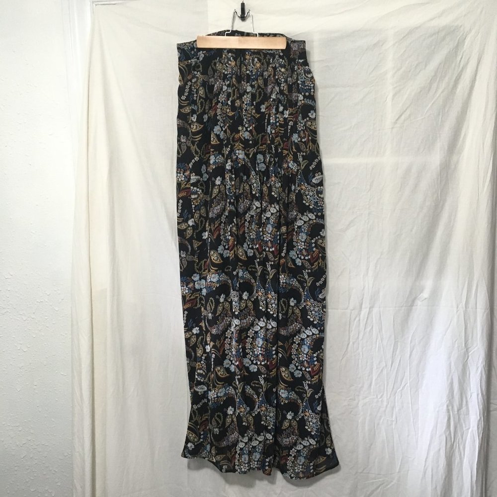 WAYF Black Floral Signoret Maxi Skirt M
